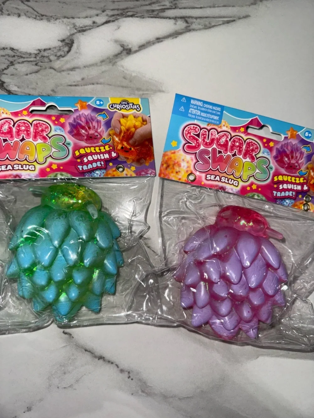 Set of 2 sugar swaps Sea Slug Sensory Toy - Green & Purple